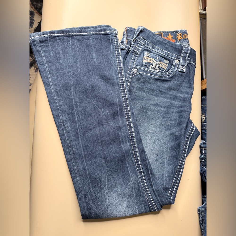Rock‎ Revival Boris Bootcut Jeans Womens Size 27 x 28.5 Embellished Pockets - Picture 7 of 11